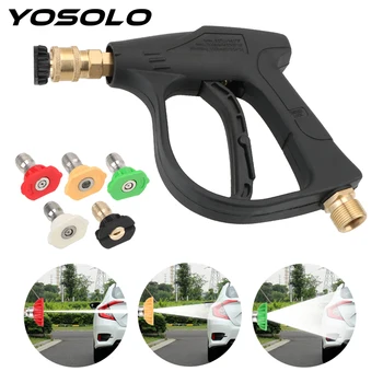 

YOSOLO Car High Pressure Water Gun 14mm M22 Socket 1/4" Quick Release Snow Foam Gun with 5pcs Soap Spray Nozzles Car Washer