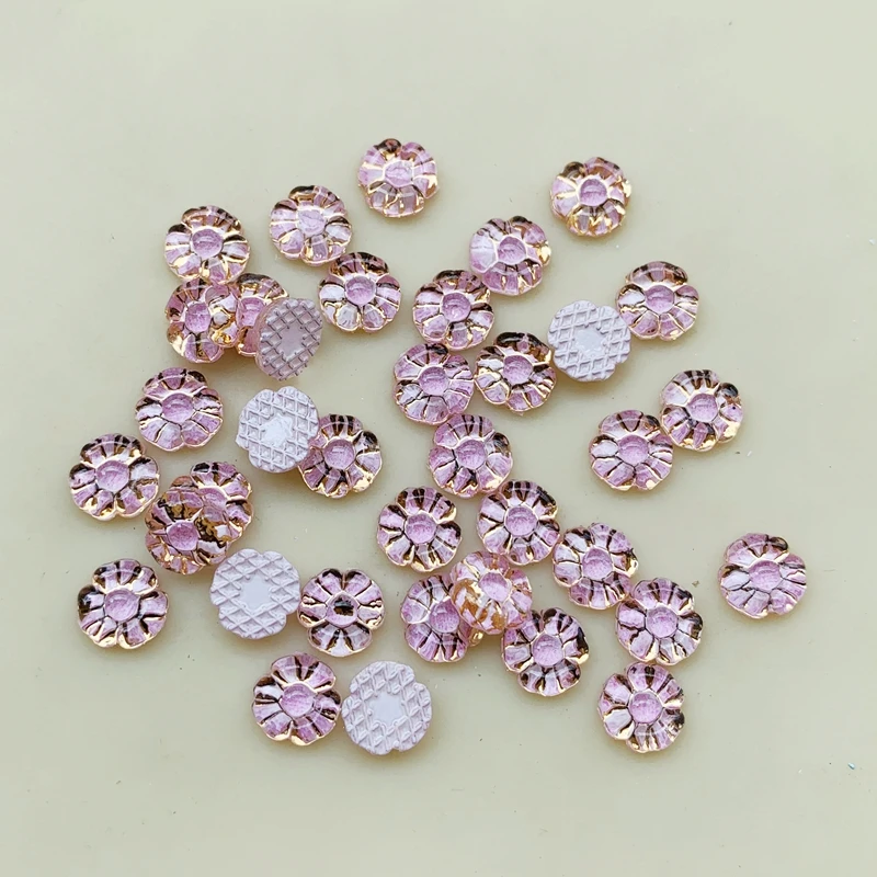 Multicoloured 8mm Resin imitation Flower Design Acrylic Rhinestone, Flat back Art Beads Decorate DIY 900pcs/Lot-E10
