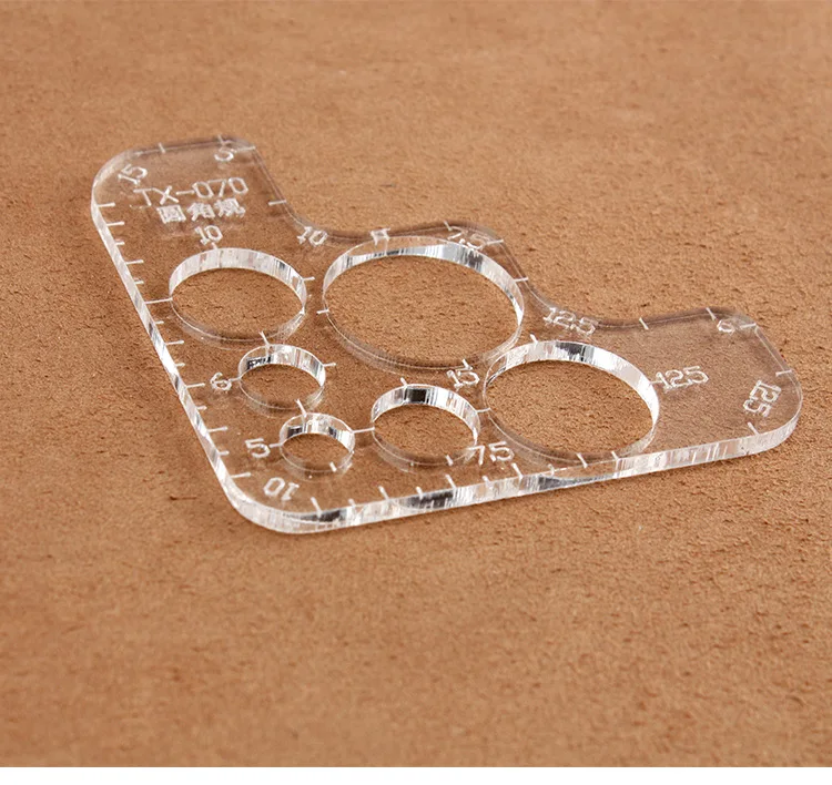 9x9cm Acrylic R Gauge Ruler Regular Circular Angle Rounded Corner Template DIY Leather Drawing Design Pattern Mould Supplies Leather Tools Leather Craft Tool Kit Leather Craft Tools Leather Craft Tool