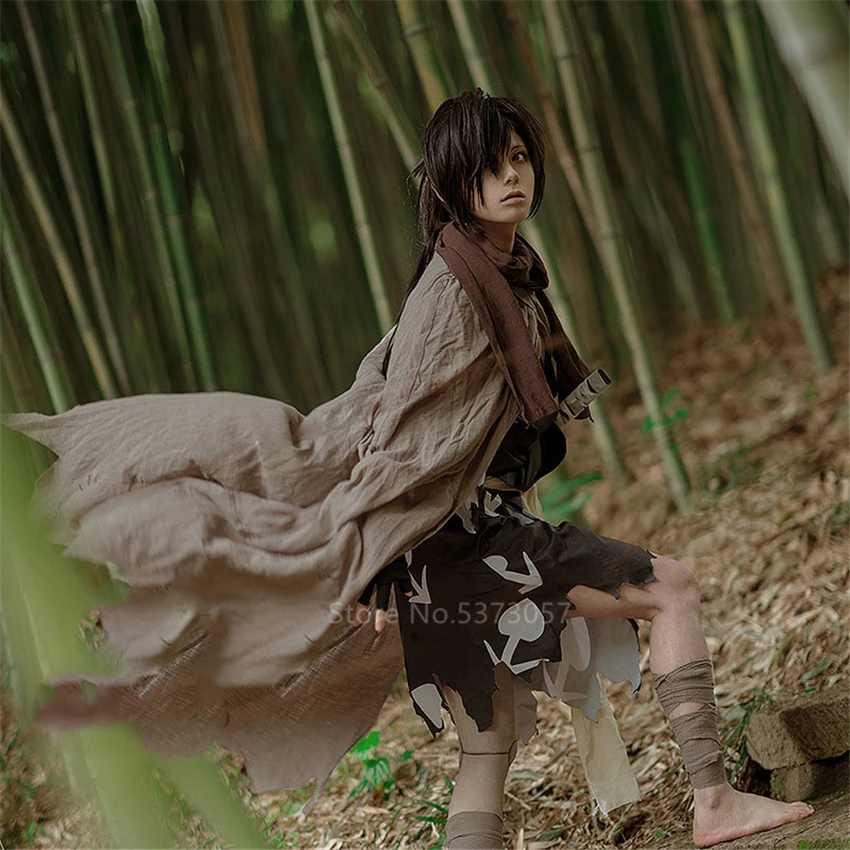 Костюм для косплея аниме Dororo мужчин и женщин плащ на Хэллоуин + кимоно шарф парики