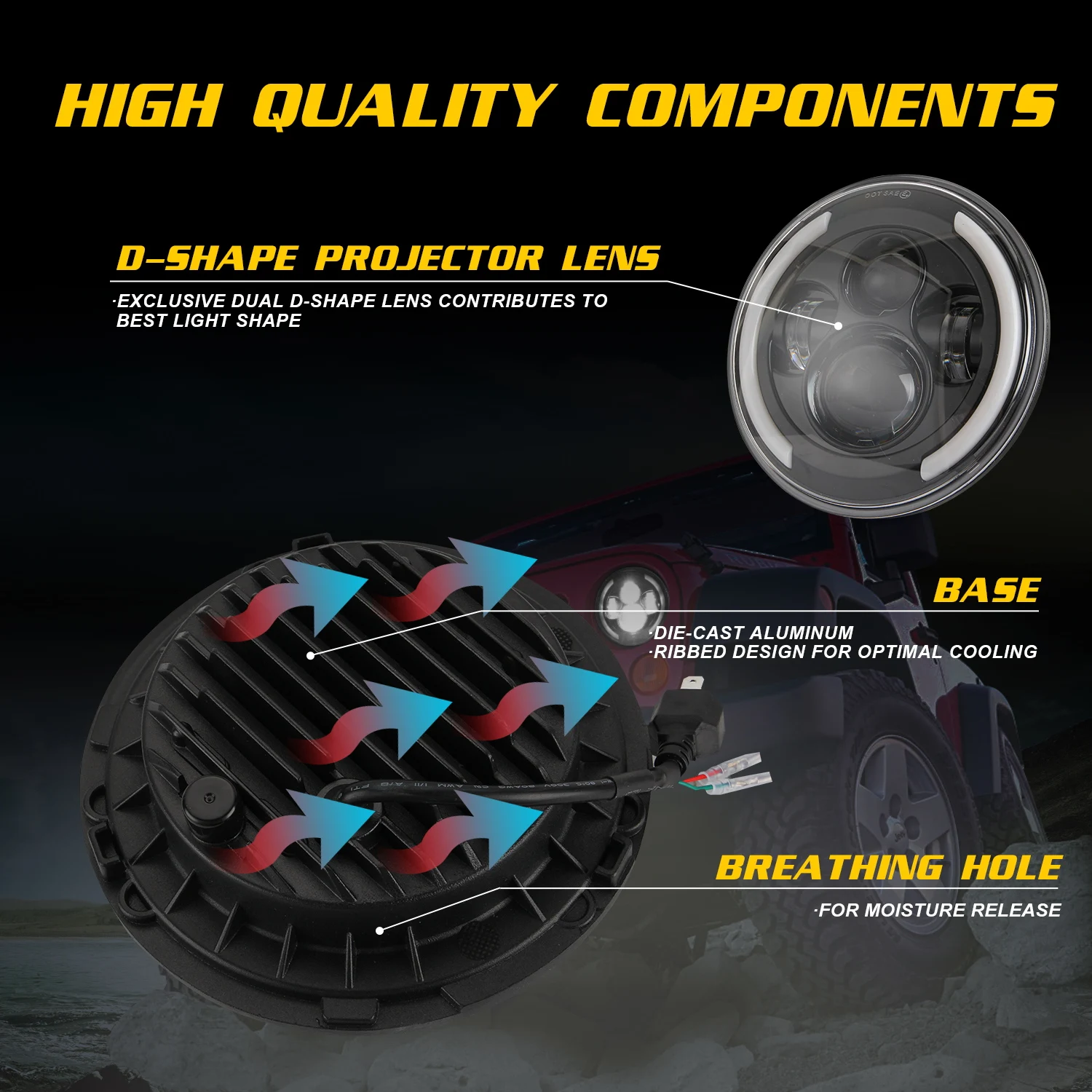 Для Jeep Wrangler JK LJ TJ CJ 7 дюймов круглый светодиодный фары Halo Angle Eyes