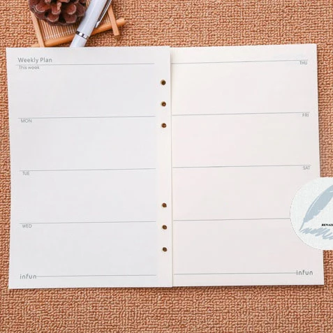 A5 A6 Доулинг Бумага спираль Тетрадь наполнитель для Filofax Диарио планировщик 2021 с