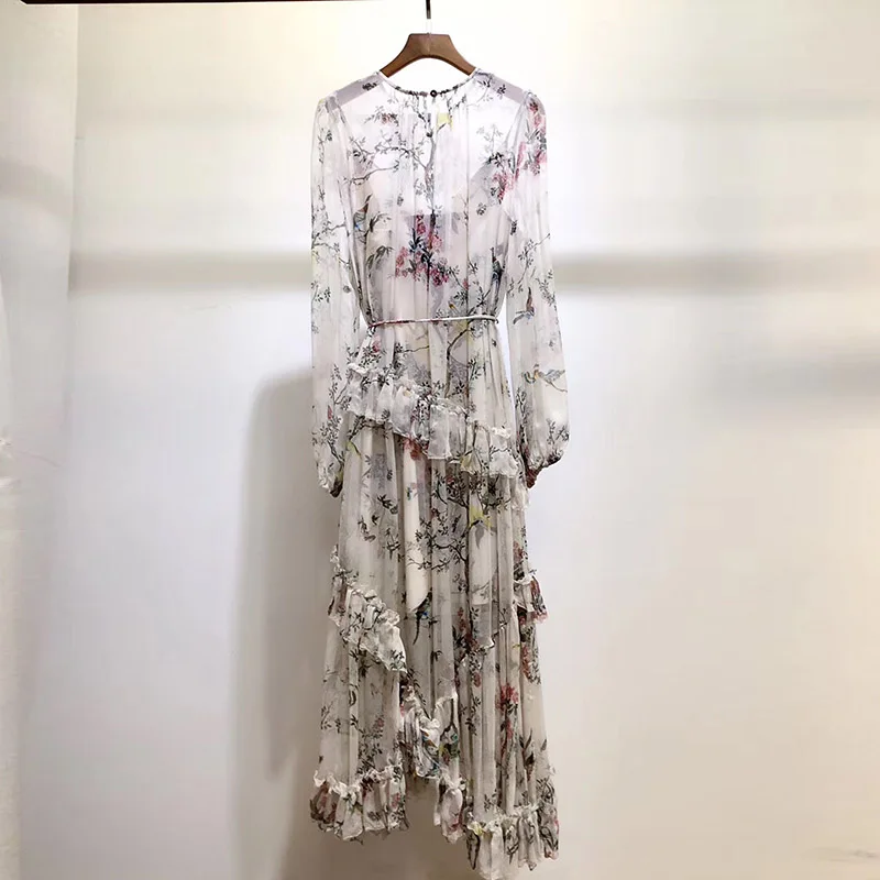 long sleeve silk midi dress