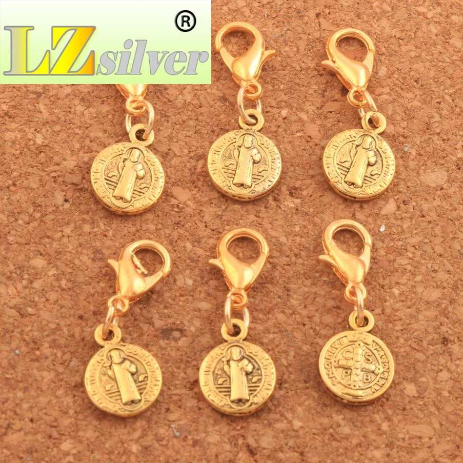 27X9mm Saint Jesus Benedict Patron Medal Crucifix Cross Charm Beads 100PCS Zinc Alloy  Bronze Findings C1651
