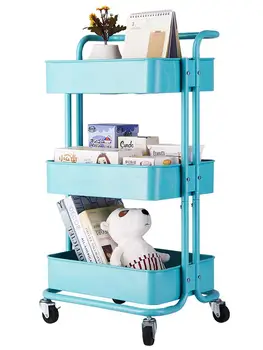 

Storage Rack Bedroom Kitchen Trolley Household Shelf Movable Bathroom Wheeled Trolley Snack Rack