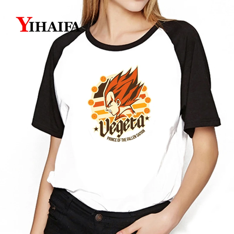 

Women T Shirts 3D Print Dragon Ball Z Vegeta Letters Female Tee Printed Short Sleeve Girls Casual Tops Woman Clothes
