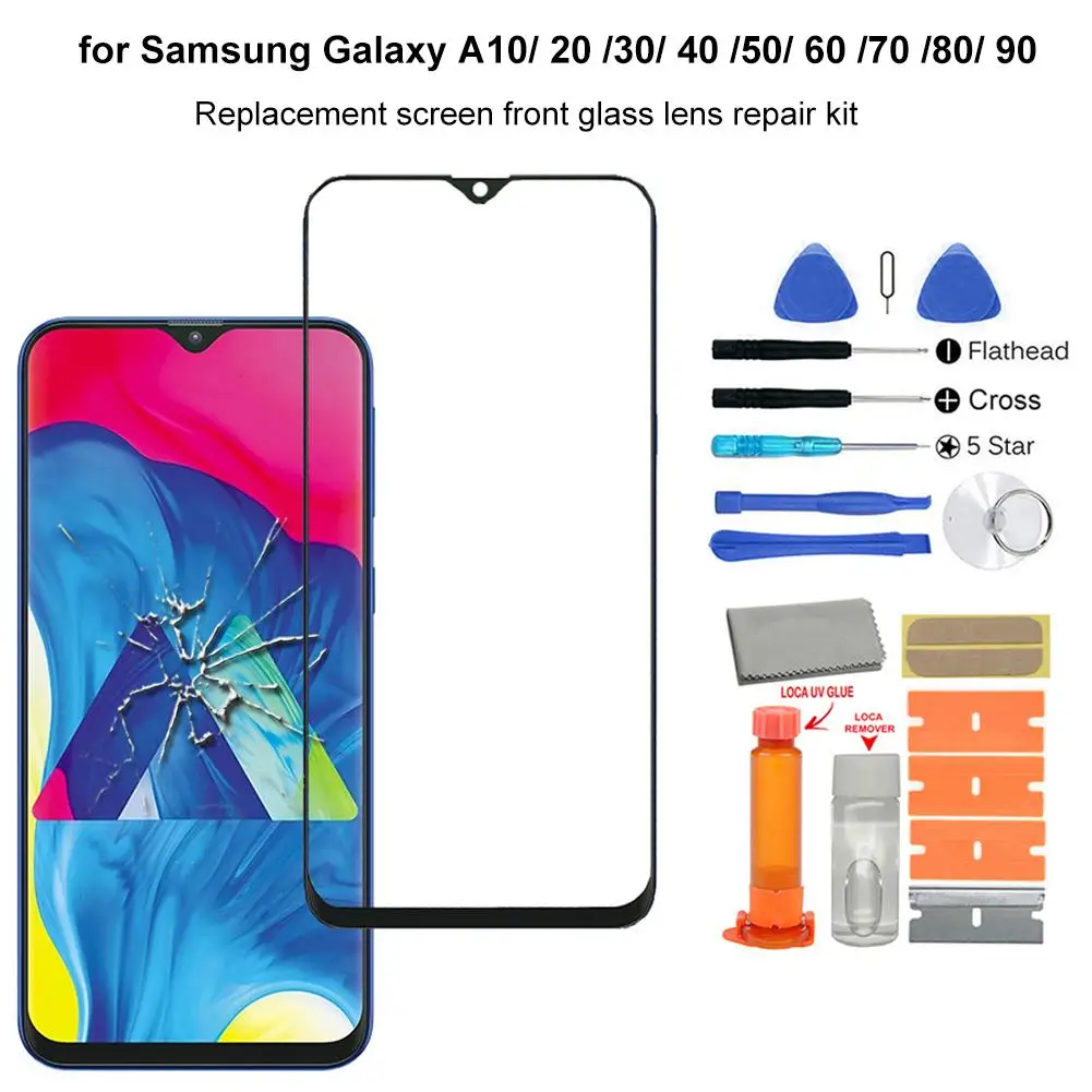 

Front Glass Screen Repair Kit with tools for Samsung Galaxy A10 A30 A70 A80 A90 Replacement Touch Screen Glass Phone Accessories