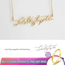 Нержавеющая сталь именная табличка ожерелья индивидуальный почерк ручной работы Имя персонализированные Фирменное колье ювелирные изделия для женщин подарок