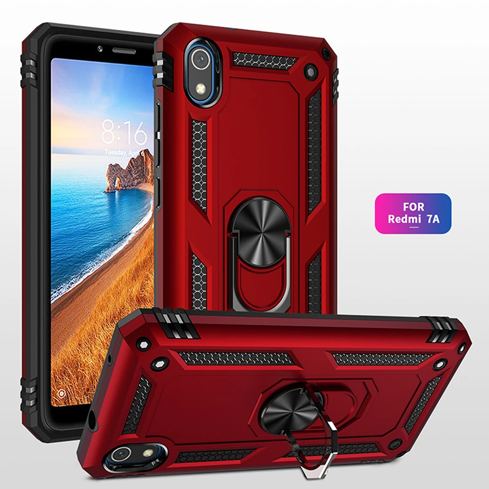 

Shockproof Case For Xiaomi Redmi 7A 8A 8 Note 7 8 Pro K20 Car Absorbing Combination For Xiaomi 9 9SE 9T A3 With ring Phone Bags