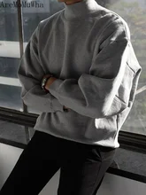  Sweater Men's Hoodless Loose Korean Version of The 2021 Spring New Trend Semi-thin Ins Plus Velvet All-match High Collar Jacket 