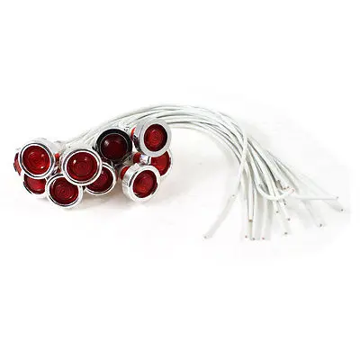 

10 Pcs 10mm Mounted Hole Wired Red Indicator Pilot Light Lamp DC 12V