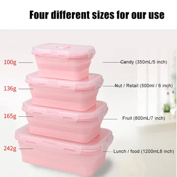 

4pcs Collapsible Containers Silicone Food Storage Microwave Fridge Lunch Box QP2