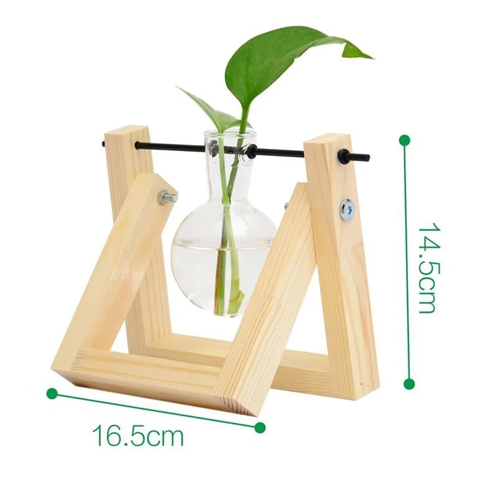 Wooden 1 Семейная настольная декоративная уличная прозрачная ваза стеклянная бутылка ваза крепкая Красивая микро Гидропоника кронштейн балкон офис - Цвет: Wooden 1