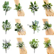 Handmade Realistic Berry Green Pants Boutonniere Corsage Wristlet for Men Women Groom Bride Wedding Prom Party Suit Decoration