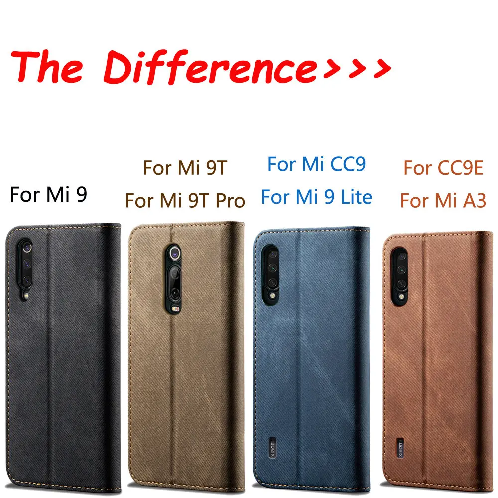 Ретро джинсовый тканевый флип-чехол для Xiaomi Mi CC9 CC9e A3 9 Lite 9T Pro Магнитный чехол s кошелек Чехол холщовая ткань чехол для телефона оболочка