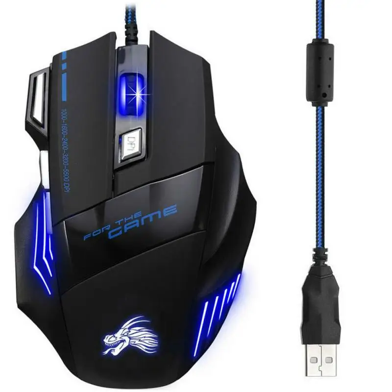 Новинка игровая проводная мышь H7 7 кнопок 5500 DPI Esports RGB подсветка бесшумная