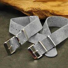Ремешок Onthelevel из мягкой замши, кожаный ремешок Nato, 18 мм, 20 мм, 22 мм, 24 мм, ремешок Zulu, серый ремешок с тремя кольцами, пряжка# D
