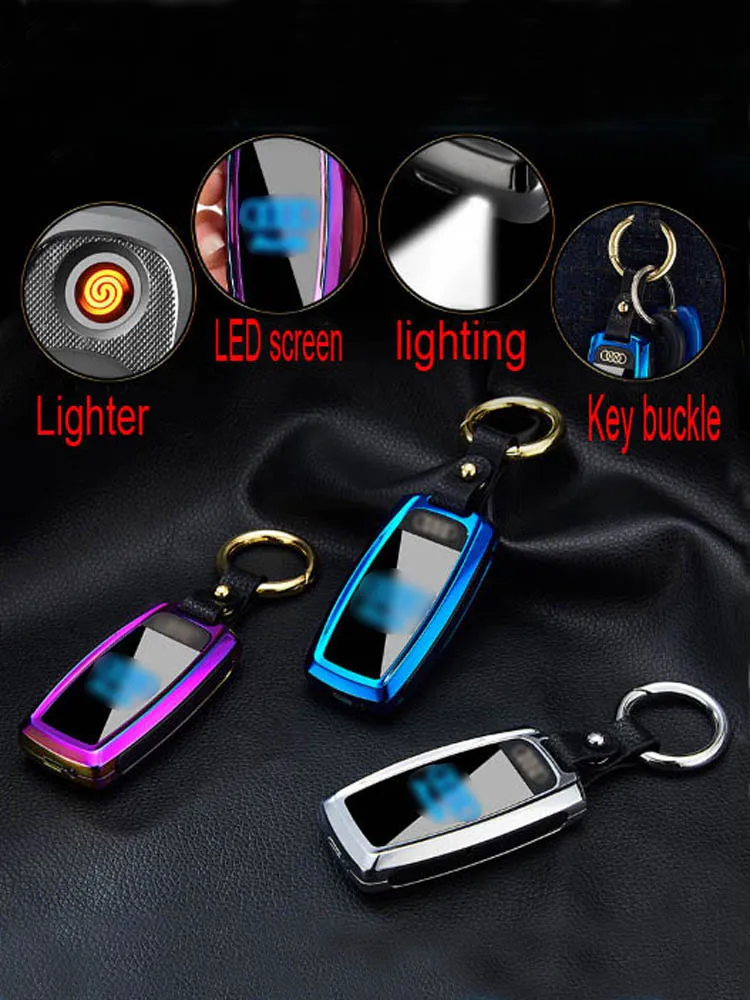 USB Зажигалка светодиодный экран Ключ Пряжка