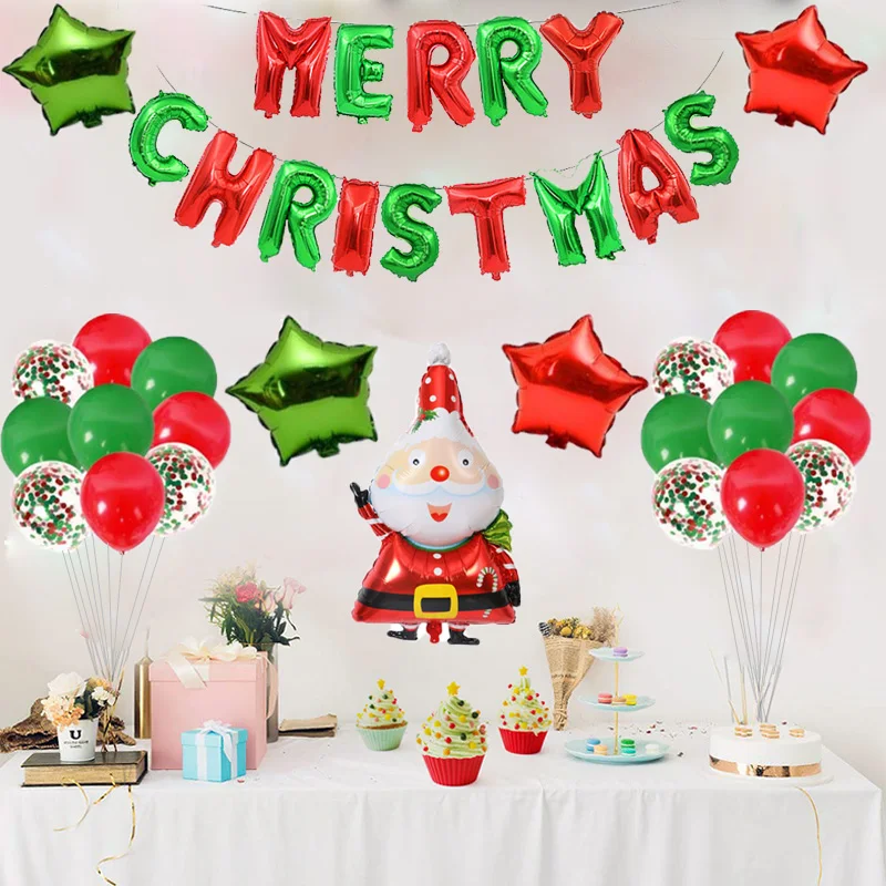 24 шт./компл. Merry Christmas шары пижамный комплект на Рождество, Декор для дома Happy год шар Рождественский Фольга шары из латекса красного и зеленого цвета вечерние ХП