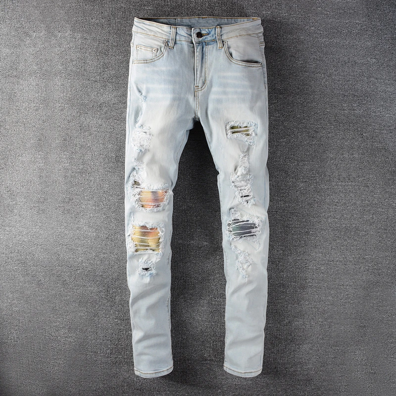 Fashion Streetwear Men Jeans Light Blue Destroyed Slim Fit Ripped Jeans Men Denim Punk Pants Patchwork Designer Hip Hop Jeans Aliexpress Men S Clothing Fashion Streetwear Men Jeans Light Blue Destroyed Slim Fit Ripped Jeans Men Denim Punk Pants Patchwork Designer Hip Hop Jeans Aliexpress Men S Clothing