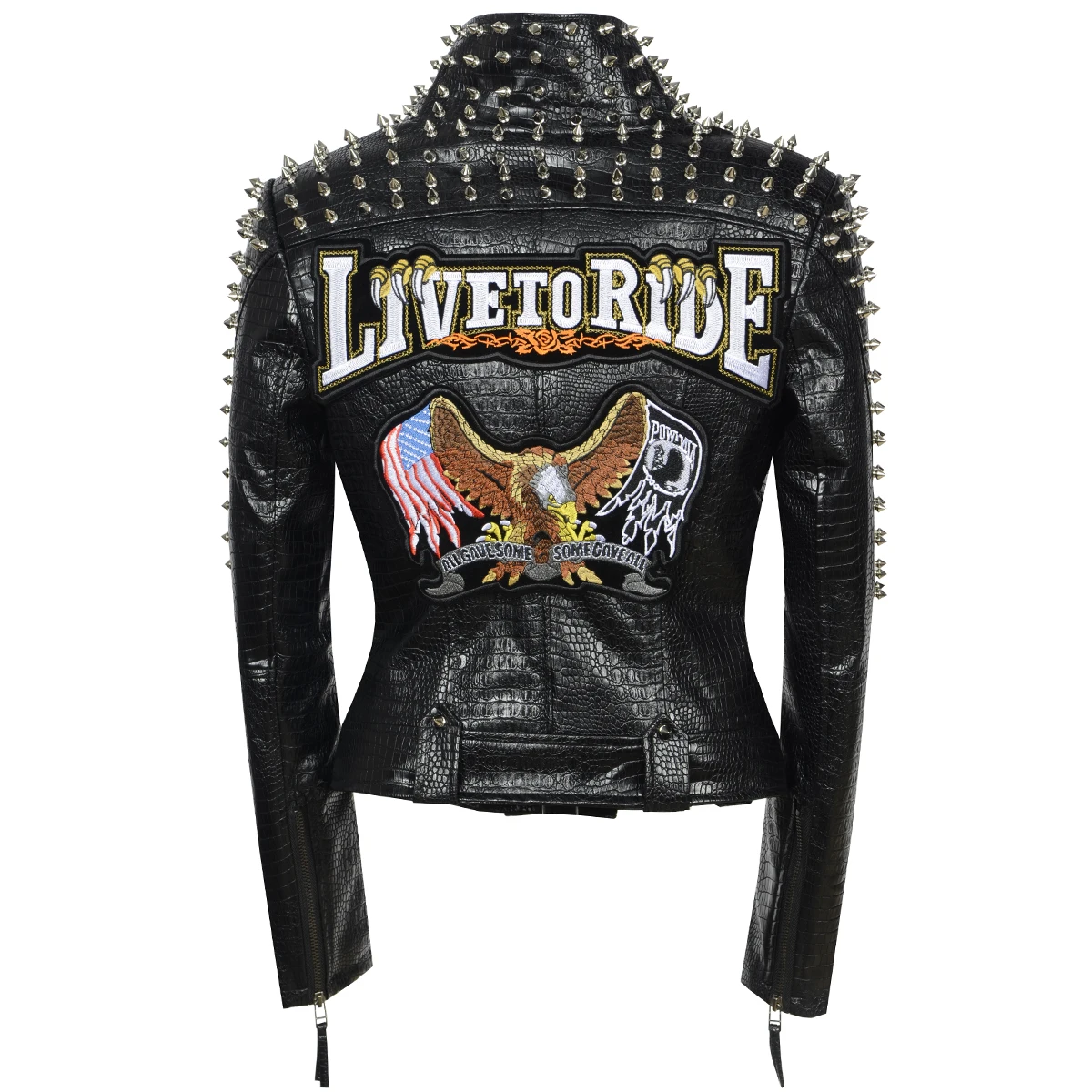 SX Западная модная Женская Клубная Стильная приталенная куртка с заклепками на плече с молнией, короткие кожаные пальто в стиле рок