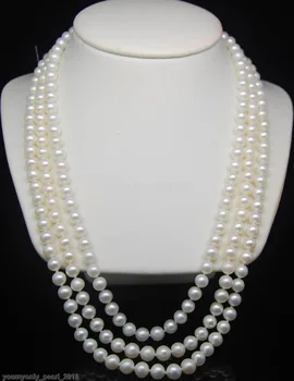 

wholesale Fine 7-8mm AAA white pearl 925S necklaces 25"27"29"