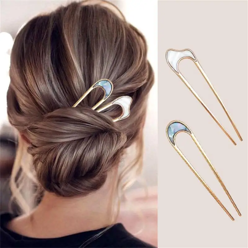 Japan Hair Sticks Women Hairclip Simplicity Colorful U Shape Girls Hairpins Metal Bun Clip Accessories Headwear New |