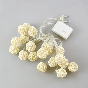 

Globe Rattan Ball String light 6M 40 LED Fairy Light with plug for Indoor Bedroom Curtain Patio Lawn Landscape Garden Home Party