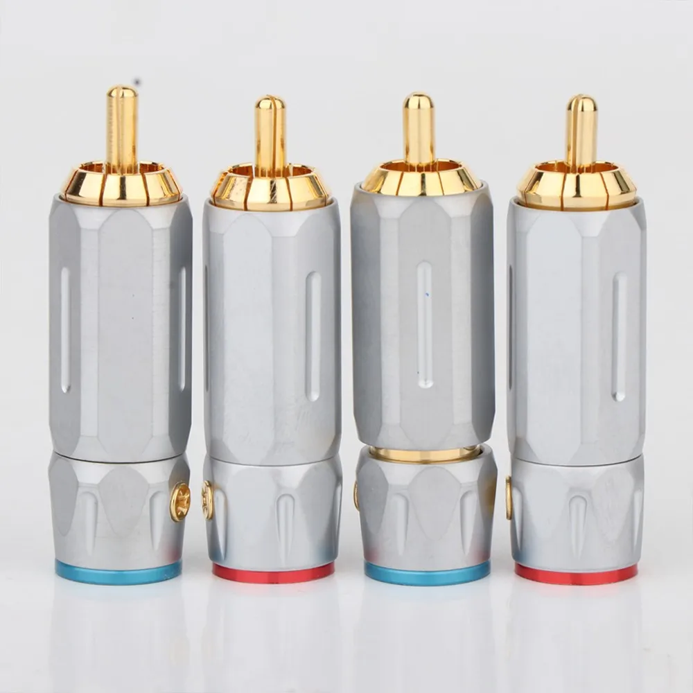 

Preffair 4 шт. R1756 24K позолоченный аудиоразъем RCA, аналоговый кабельный разъем HIFI 10 мм, кабель rca