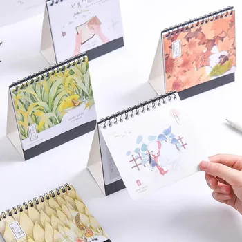 

1 Pcs Cute 2020 Year Cartoon Unicorn Cat Plant Mini Table Calendars Desk Coil Calendar DIY Memo Pad Stationery 2019.07~2020.12