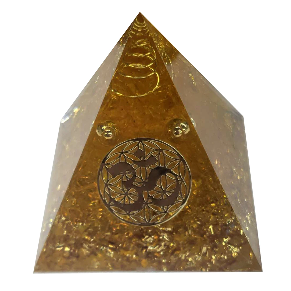 Tree of Life Orgone Pyramid Crystal Energy Orgonite Pyramid Peridot Healing Gem Stones EMF Orgonite Chakra Reiki Meditaiton Tool 