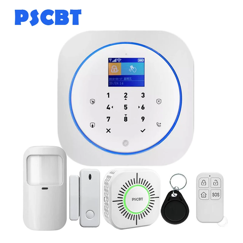 Kit 10 PS12 Tuya WIFI GSM Alarm System Alexa Google Home Burglar Security Kit PIR Window Door Sensor Android IOS APP Remote Control - Цвет: Kit 10