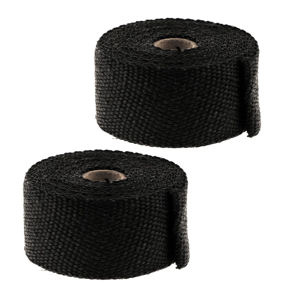 Exhaust Wrap Header Wrap Exhaust Heat Wrap Tap Kit for Car Motorcycle, 2 Rolls of 2Inch  x50Ft