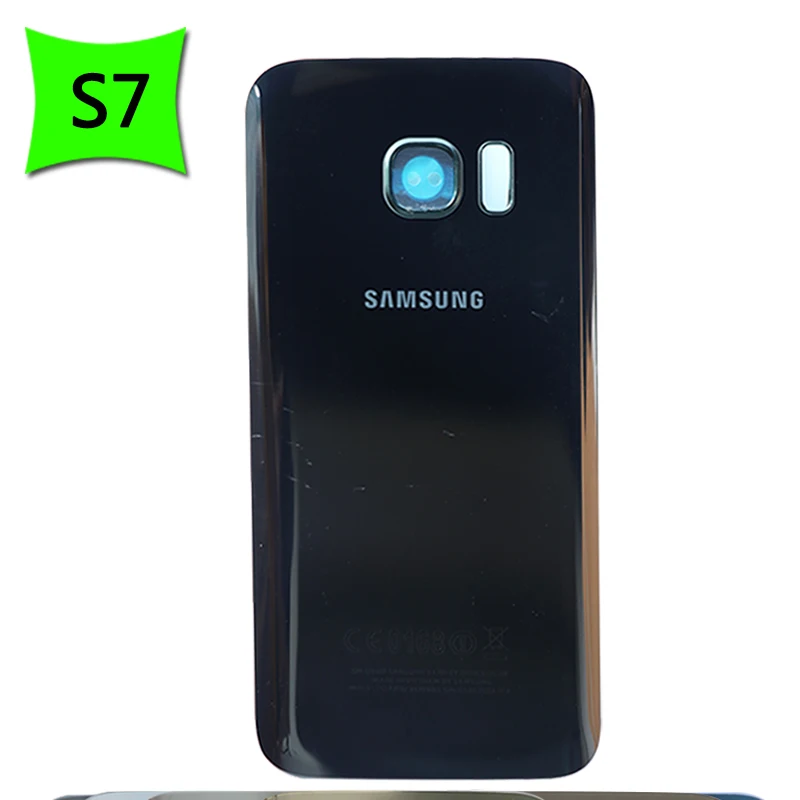 Чехол для аккумулятора S7 для samsung Galaxy S7 G930F/S7 edge G935F задняя крышка Задняя стеклянная дверная панель Корпус чехол - Цвет: S7 Black with Lens