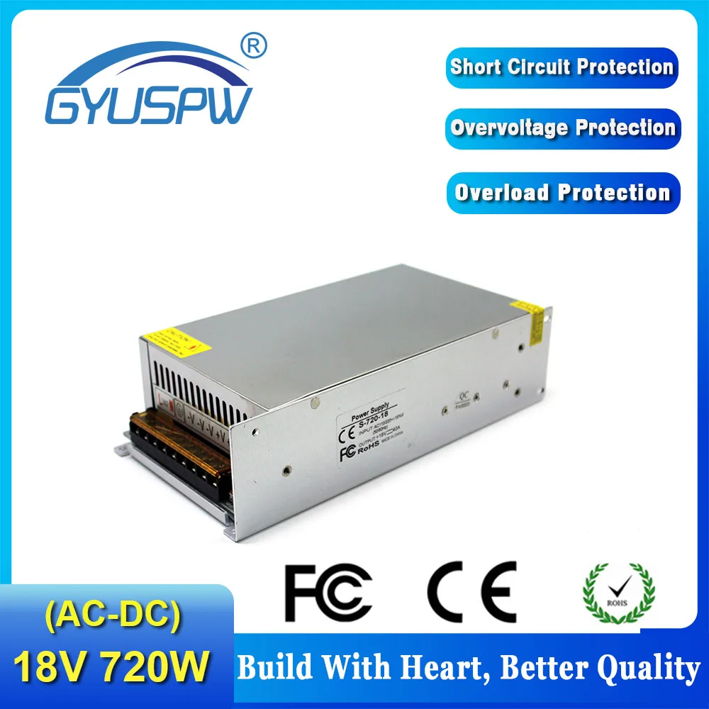 Источник питания 18V 40A 720w светодиодный трансформатор драйвера AC110V 220V к dc18V адаптер