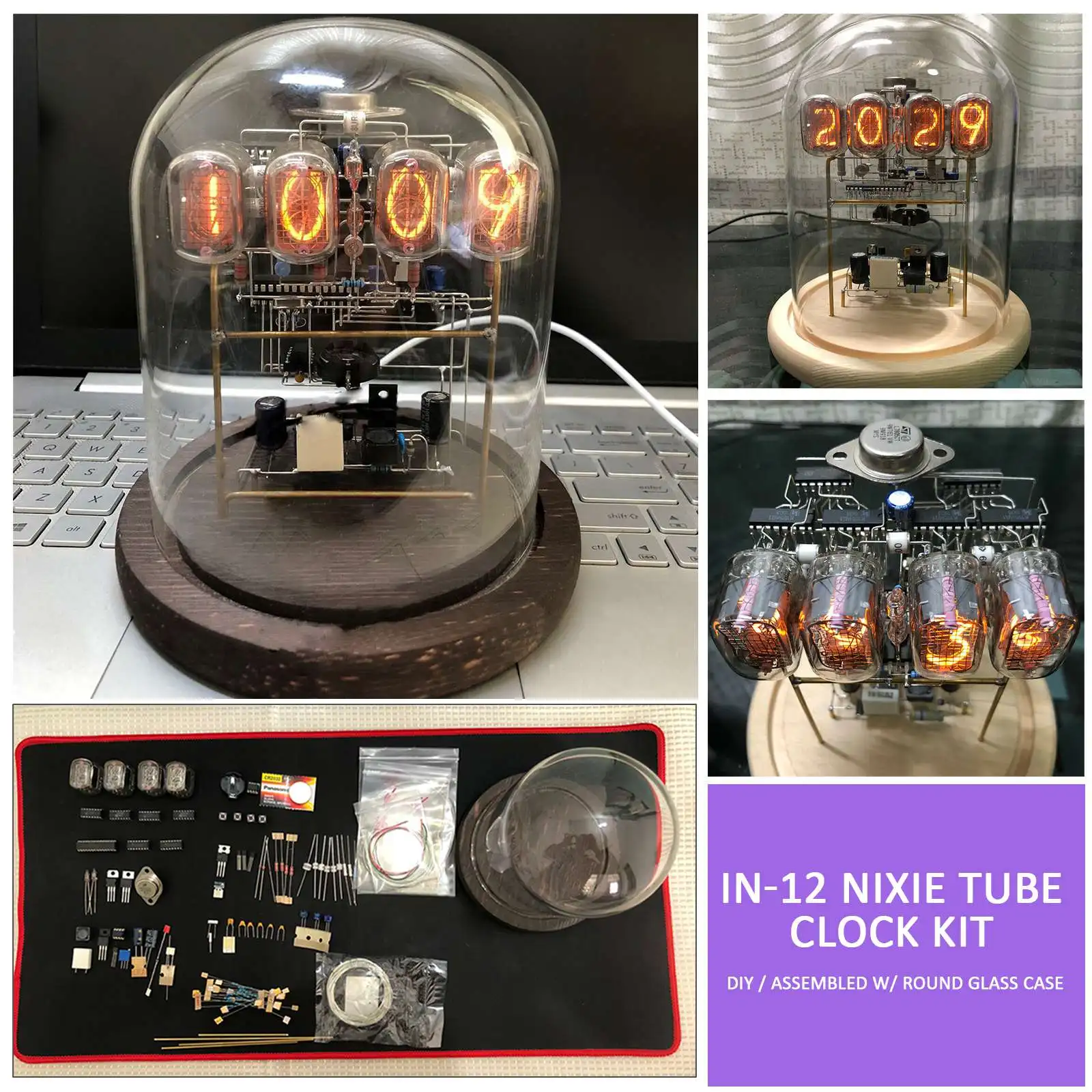 Classic Vintage IN 12 Nixie Tube Clock Kit DIY / Assembled W/ Round