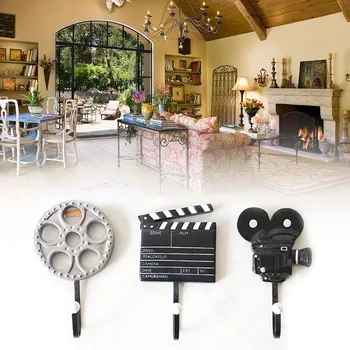 

3pcs Wardrobe Wall Hanger Hook Coat Hat Bedroom Punched Space Saving Movie Equipment Shaped Home Decor No Trace Organizer Resin