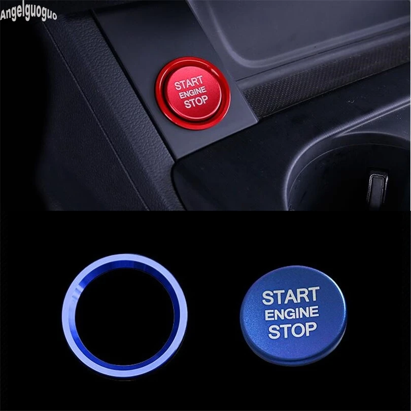 Vermelho/azul do motor carro start stop anel keyless start system botão