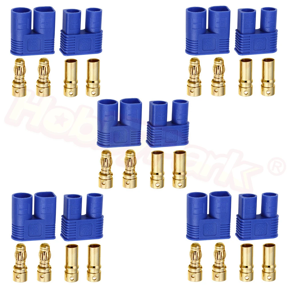5 Pairs EC3 Male & Female Bullet Gold Connector Banana 3.5mm Plug