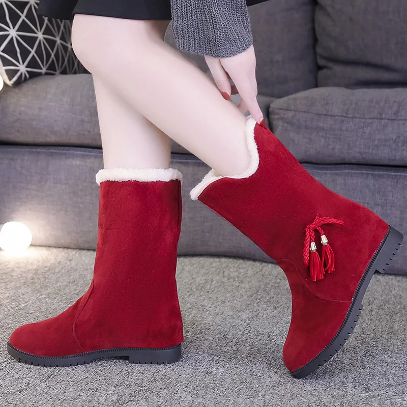 Uh8 botas de lã quente mulheres camurça