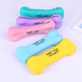

Candy-colored Bone-shaped Silicone Pen Bag Creative Student Stationery Pen Bag Explosion Model Hand Coin Purse
