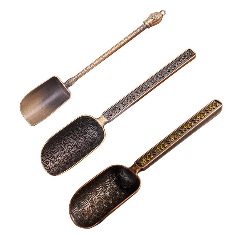Chinese Tea Spoons Copper Tea Scoop Spoon Tea Leaves Chooser Holder High Quality Chinese Kongfu Tea Accessories Tools