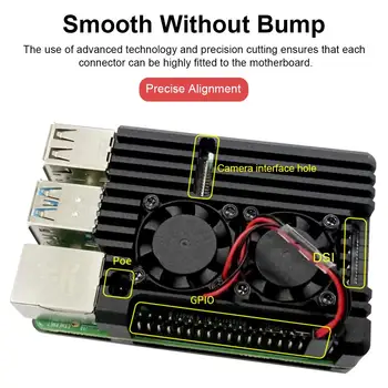 

Dual Fans Heat Cooling Case For Raspberry Pi 4 Aluminum Enclosure Shell With Hex Wrench Thermal Column Casing For Raspberry PI 4