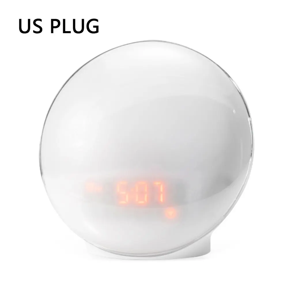 US Plug Светильник с функцией пробуждения, цифровой будильник, светодиодный электронный будильник с имитацией восхода солнца, заката, природы, сна, музыки, красочный ночной Светильник - Цвет: US Plug