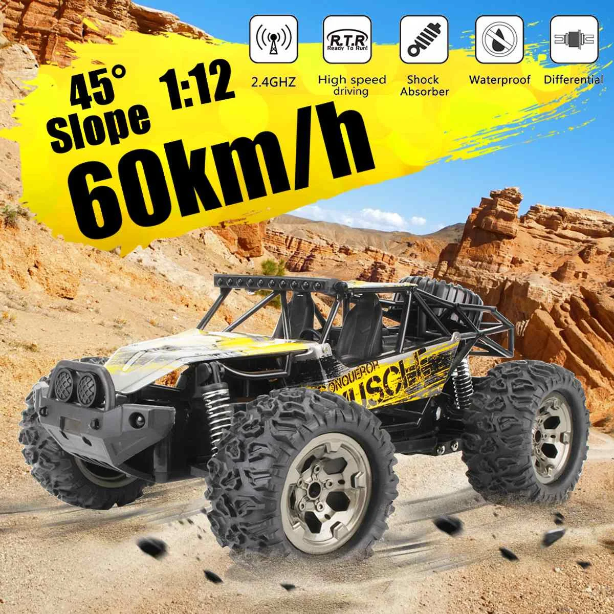 1:12 60Km/h RC Remote Control Off Road Cars Vehicle 2.4Ghz Crawlers Electric Monster Truck Toys For Children Kids|RC Cars| - AliExpress
