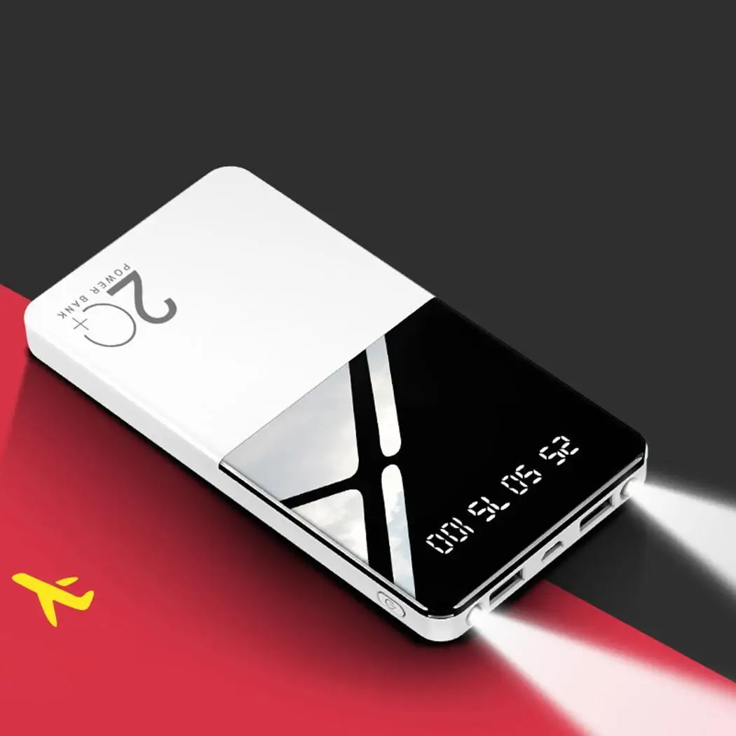 Power Bank 20000mAh портативное зарядное устройство зеркало внешняя Внешняя батарея свет