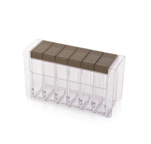 1 шт. прозрачный набор специй соль и перечница Красочные крышки кухонные специи контейнер для хранения - Цвет: Plaid-coffee