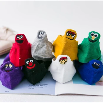

1 pair Women Socks Happy Fashion Ankle Funny Socks Women Cotton Embroidered Expression Candy Color 1 Pair kawaii socks