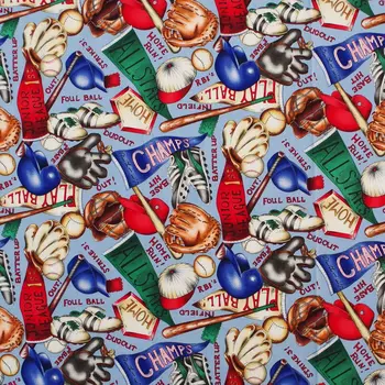 

1 yard Cotton Fabric, Baseball gloves, hats, shoes (width=108cm)