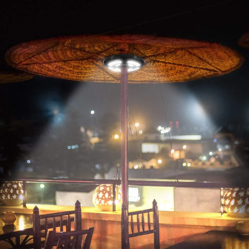 

400LM Patio Umbrella Lights Rechargeable 28 LEDs Cordless Umbrella Pole Light for Camping Tents 2 Level Dimming Switch 19*2.5cm